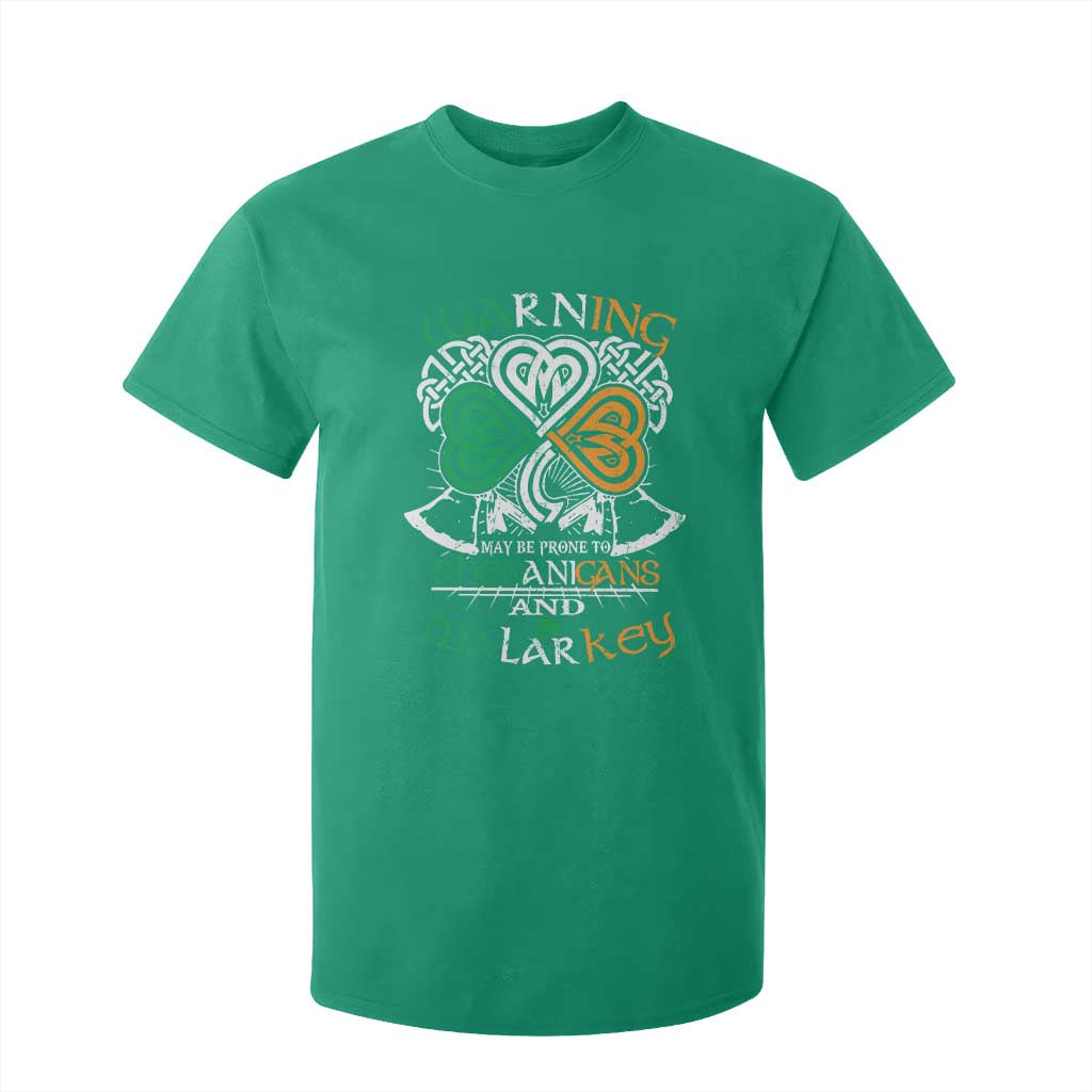 Funny Warning May Be Prone To Shenanigans And Malarkey T Shirt For Kid St Patrick's Day Celtic Shamrock TS11 Irish Green Print Your Wear