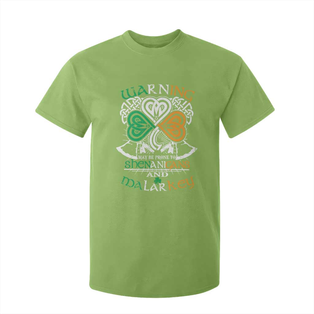 Funny Warning May Be Prone To Shenanigans And Malarkey T Shirt For Kid St Patrick's Day Celtic Shamrock TS11 Lime Print Your Wear