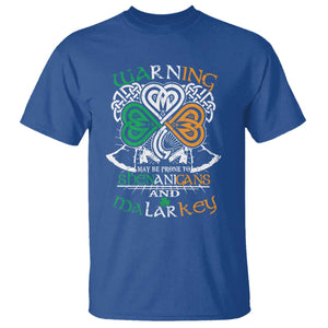 Funny Warning May Be Prone To Shenanigans And Malarkey T Shirt St Patrick's Day Celtic Shamrock TS11 Royal Blue Print Your Wear