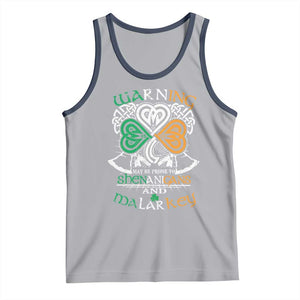Funny Warning May Be Prone To Shenanigans And Malarkey Tank Top St Patrick's Day Celtic Shamrock TS11 Athletic Heather Navy Print Your Wear