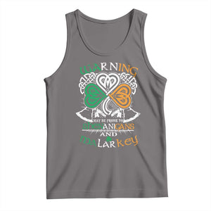 Funny Warning May Be Prone To Shenanigans And Malarkey Tank Top St Patrick's Day Celtic Shamrock TS11 Deep Heather Print Your Wear