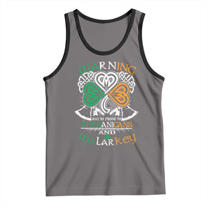 Funny Warning May Be Prone To Shenanigans And Malarkey Tank Top St Patrick's Day Celtic Shamrock TS11 Deep Heather Black Print Your Wear