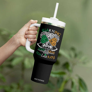 Funny Warning May Be Prone To Shenanigans And Malarkey Tumbler With Handle St Patrick's Day Celtic Shamrock TS11 Print Your Wear