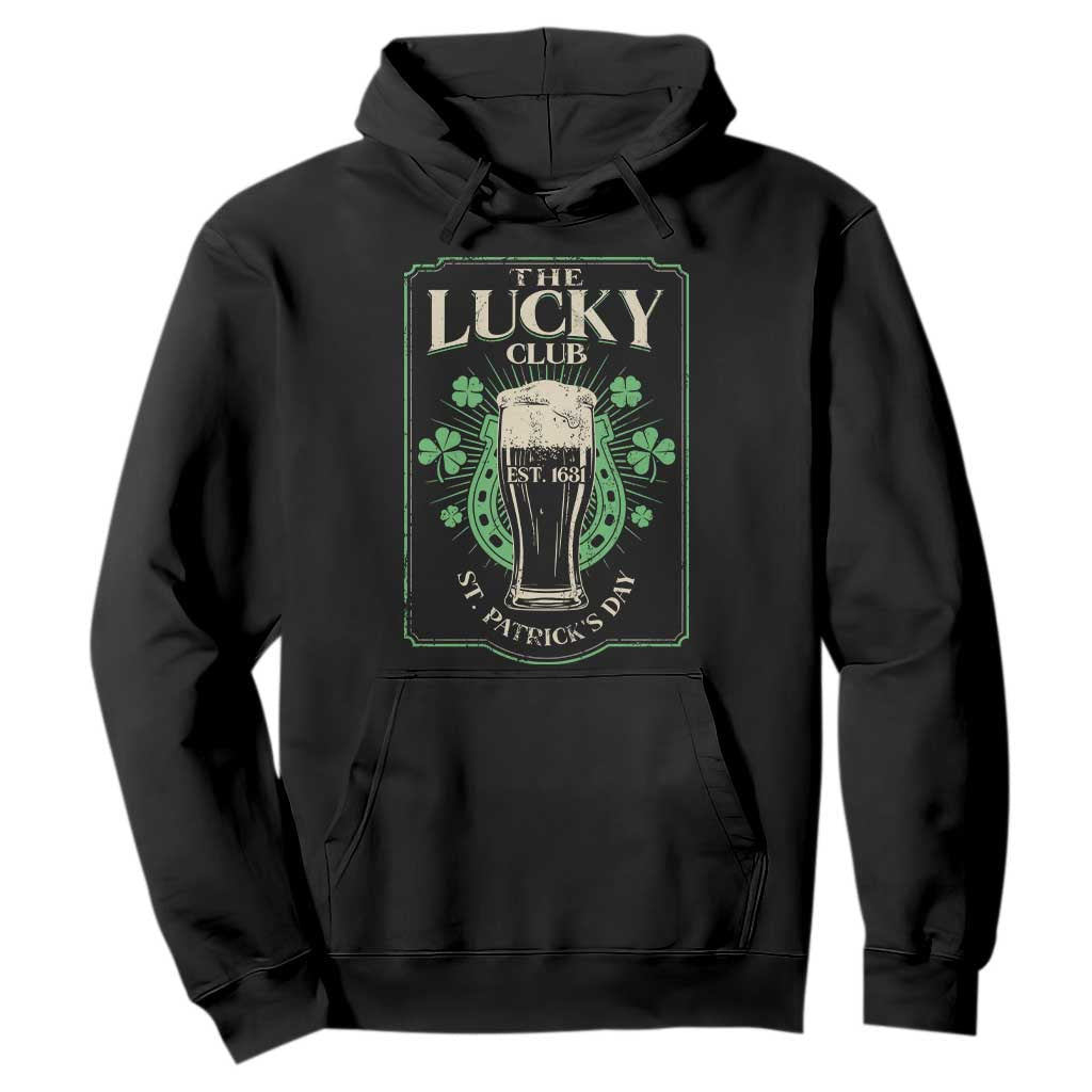 Funny St Patrick's Day Irish Beer Drinking Hoodie The Lucky Beer Club Horseshoe TS11 Black Print Your Wear