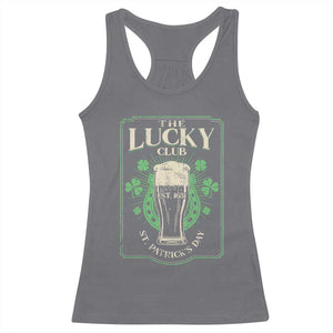 Funny St Patrick's Day Irish Beer Drinking Racerback Tank Top The Lucky Beer Club Horseshoe TS11 Charcoal Print Your Wear