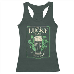 Funny St Patrick's Day Irish Beer Drinking Racerback Tank Top The Lucky Beer Club Horseshoe TS11 Dark Forest Green Print Your Wear
