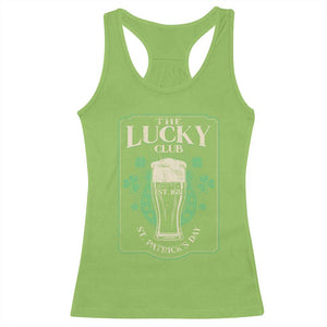 Funny St Patrick's Day Irish Beer Drinking Racerback Tank Top The Lucky Beer Club Horseshoe TS11 Lime Print Your Wear