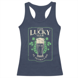 Funny St Patrick's Day Irish Beer Drinking Racerback Tank Top The Lucky Beer Club Horseshoe TS11 Navy Print Your Wear
