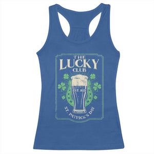 Funny St Patrick's Day Irish Beer Drinking Racerback Tank Top The Lucky Beer Club Horseshoe TS11 Royal Blue Print Your Wear