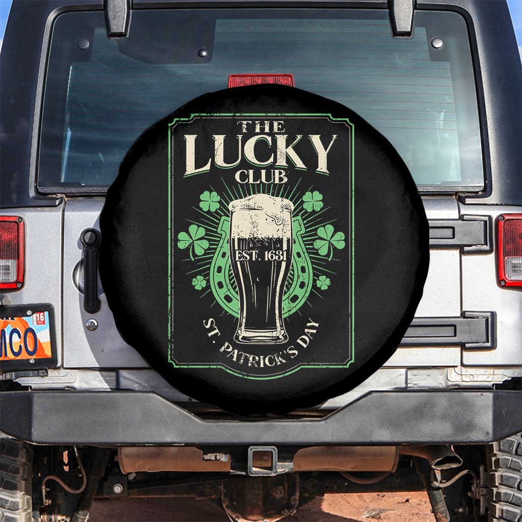 Funny St Patrick's Day Irish Beer Drinking Spare Tire Cover The Lucky Beer Club Horseshoe TS11 No hole Black Print Your Wear