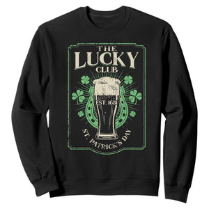 Funny St Patrick's Day Irish Beer Drinking Sweatshirt The Lucky Beer Club Horseshoe TS11 Black Print Your Wear