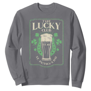 Funny St Patrick's Day Irish Beer Drinking Sweatshirt The Lucky Beer Club Horseshoe TS11 Charcoal Print Your Wear