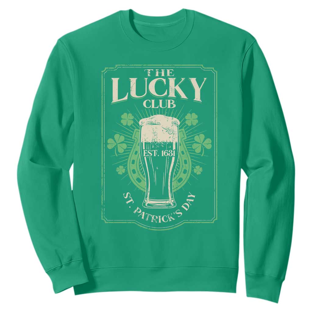 Funny St Patrick's Day Irish Beer Drinking Sweatshirt The Lucky Beer Club Horseshoe TS11 Irish Green Print Your Wear