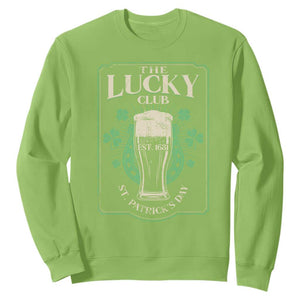 Funny St Patrick's Day Irish Beer Drinking Sweatshirt The Lucky Beer Club Horseshoe TS11 Lime Print Your Wear