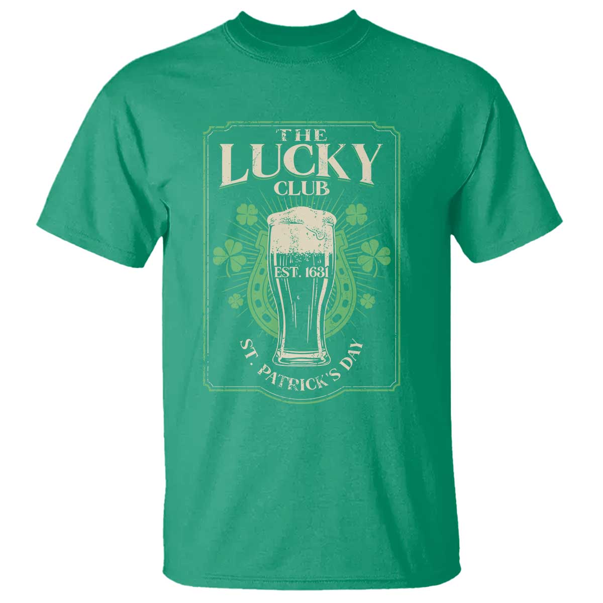Funny St Patrick's Day Irish Beer Drinking T Shirt The Lucky Beer Club Horseshoe TS11 Irish Green Print Your Wear