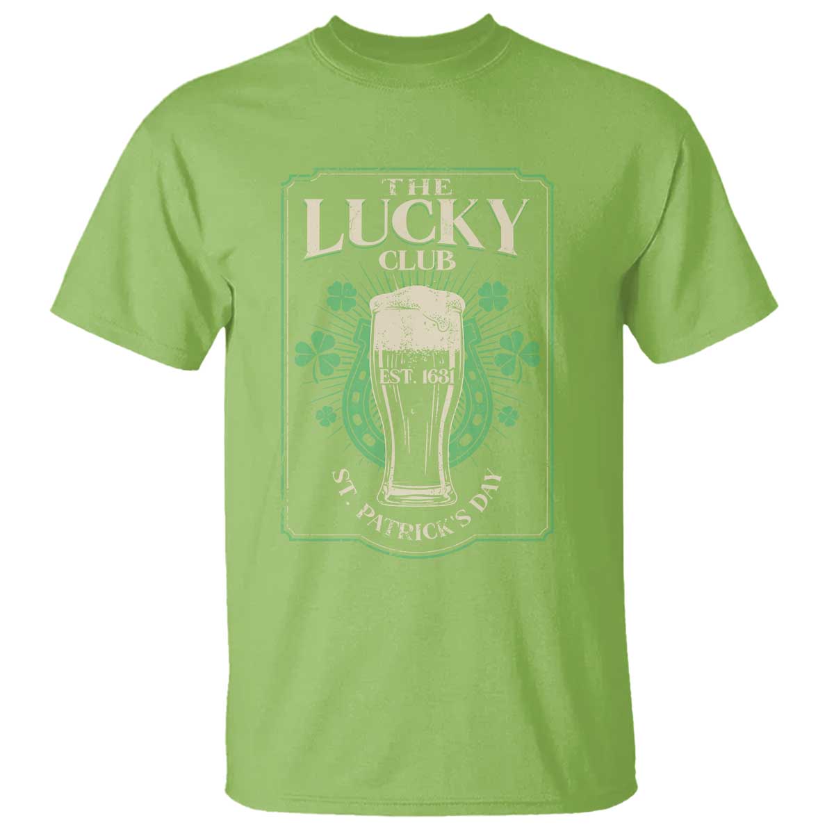 Funny St Patrick's Day Irish Beer Drinking T Shirt The Lucky Beer Club Horseshoe TS11 Lime Print Your Wear