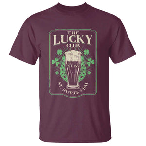 Funny St Patrick's Day Irish Beer Drinking T Shirt The Lucky Beer Club Horseshoe TS11 Maroon Print Your Wear