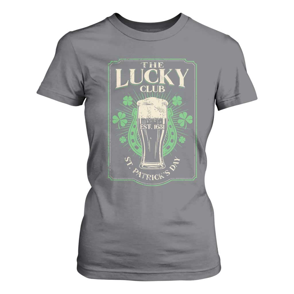 Funny St Patrick's Day Irish Beer Drinking T Shirt For Women The Lucky Beer Club Horseshoe TS11 Charcoal Print Your Wear