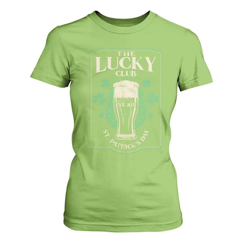Funny St Patrick's Day Irish Beer Drinking T Shirt For Women The Lucky Beer Club Horseshoe TS11 Lime Print Your Wear