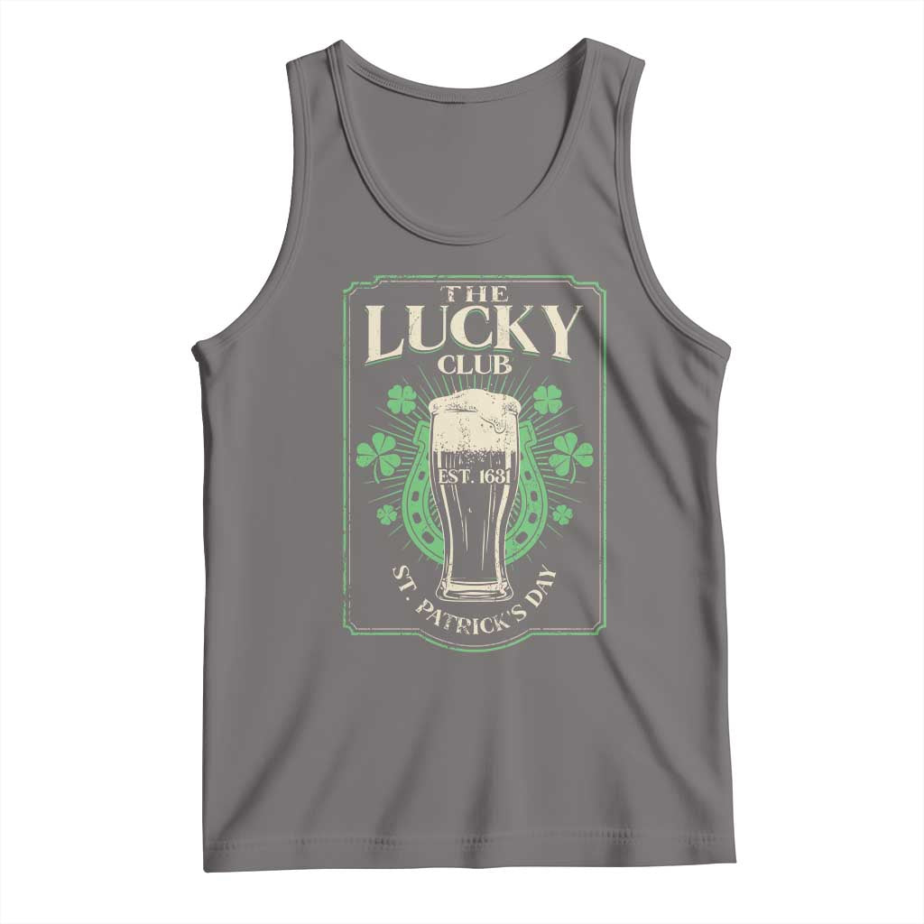 Funny St Patrick's Day Irish Beer Drinking Tank Top The Lucky Beer Club Horseshoe TS11 Deep Heather Print Your Wear
