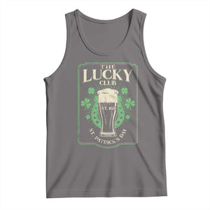 Funny St Patrick's Day Irish Beer Drinking Tank Top The Lucky Beer Club Horseshoe TS11 Deep Heather Print Your Wear