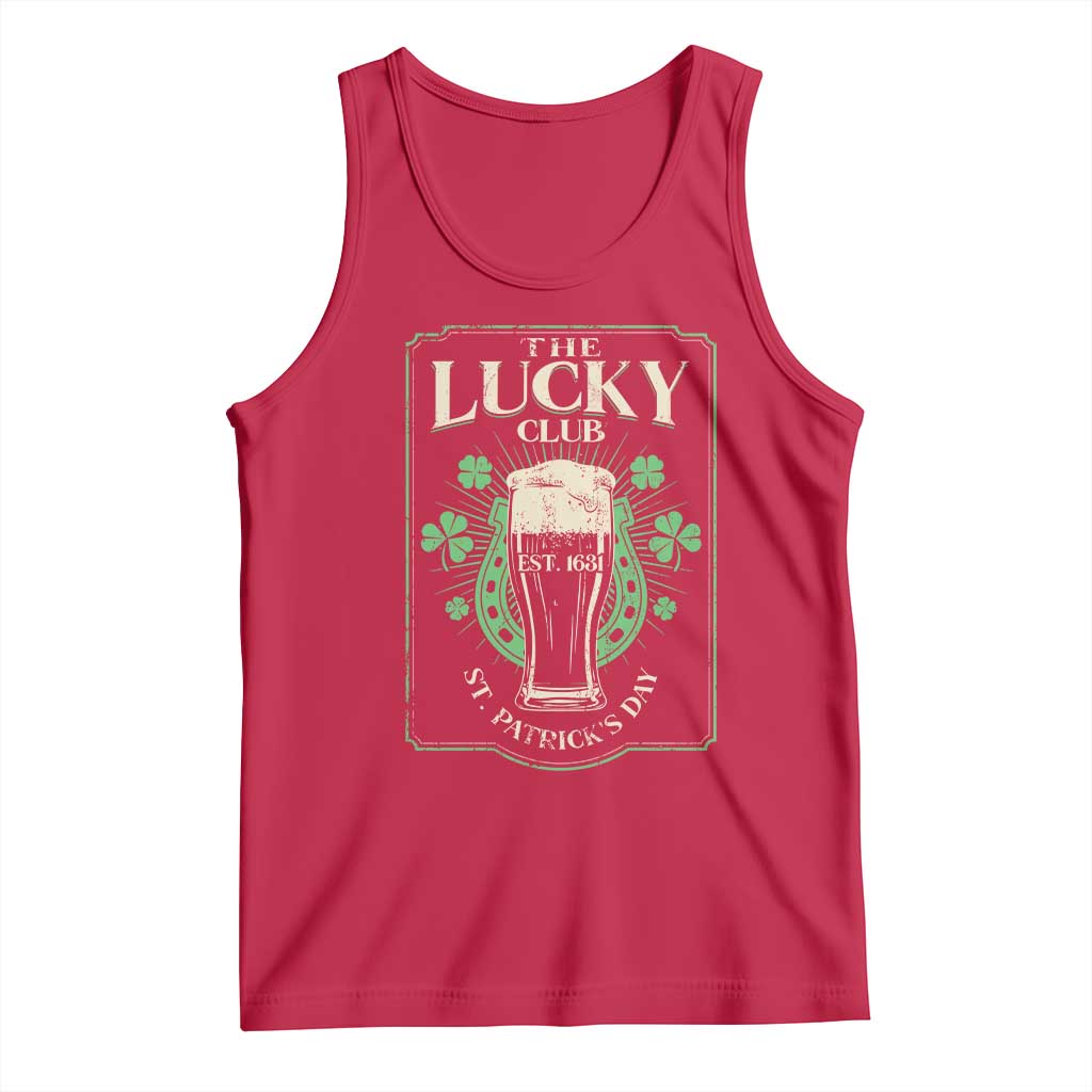 Funny St Patrick's Day Irish Beer Drinking Tank Top The Lucky Beer Club Horseshoe TS11 Red Print Your Wear