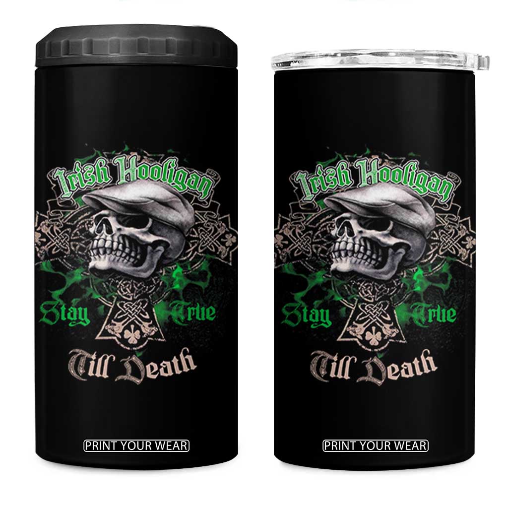 Funny Irish Pride 4 in 1 Can Cooler Tumbler Irish Hooligan Stay True Till Death Flat Cap Skull TS11 One Size: 16 oz Black Print Your Wear