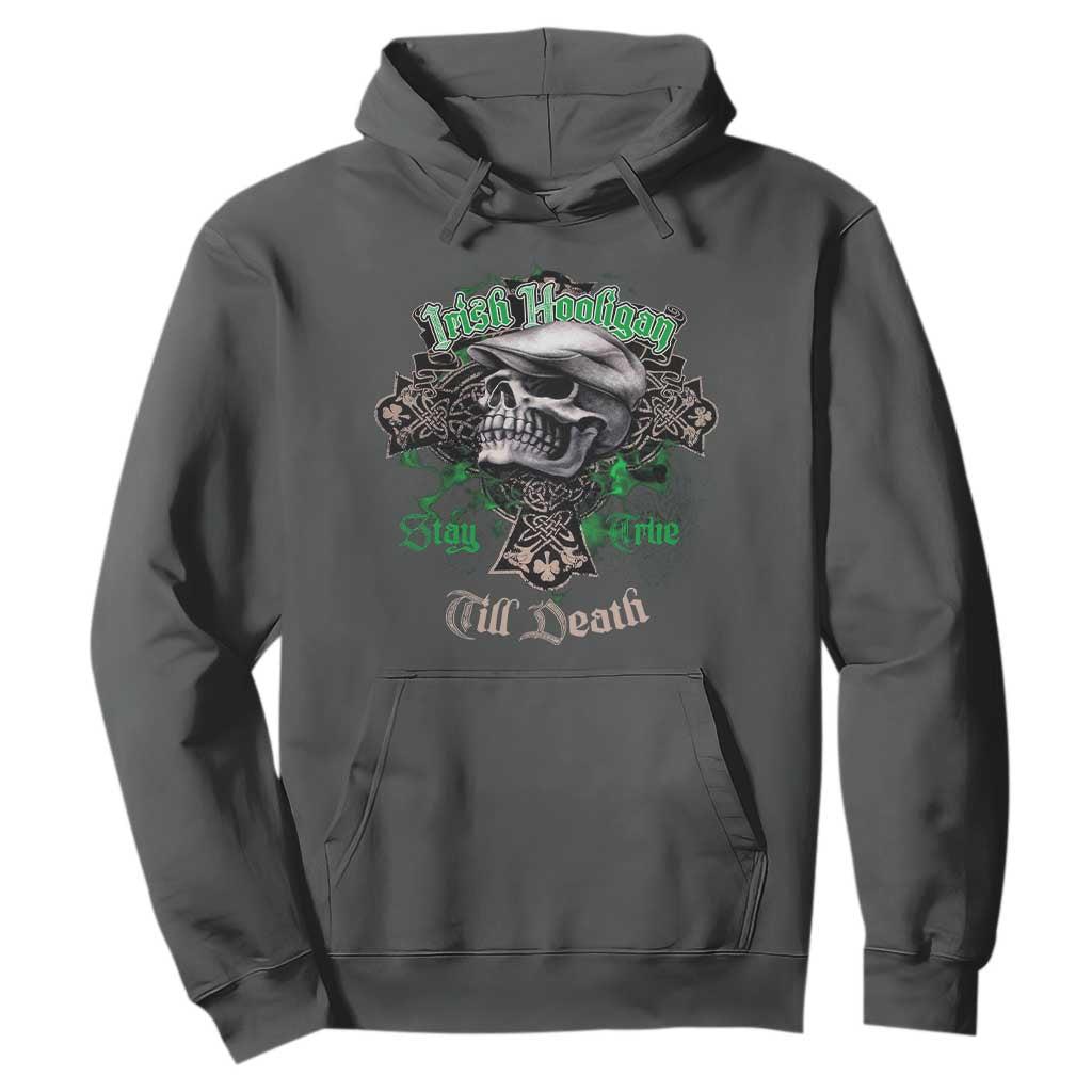 Funny Irish Pride Hoodie Irish Hooligan Stay True Till Death Flat Cap Skull TS11 Dark Heather Print Your Wear