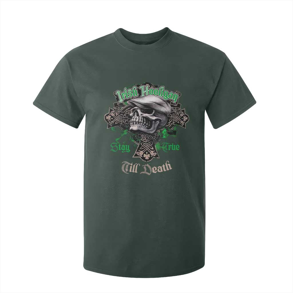 Funny Irish Pride T Shirt For Kid Irish Hooligan Stay True Till Death Flat Cap Skull TS11 Dark Forest Green Print Your Wear
