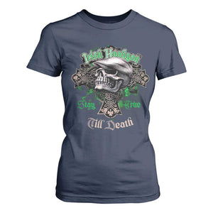 Funny Irish Pride T Shirt For Women Irish Hooligan Stay True Till Death Flat Cap Skull TS11 Navy Print Your Wear