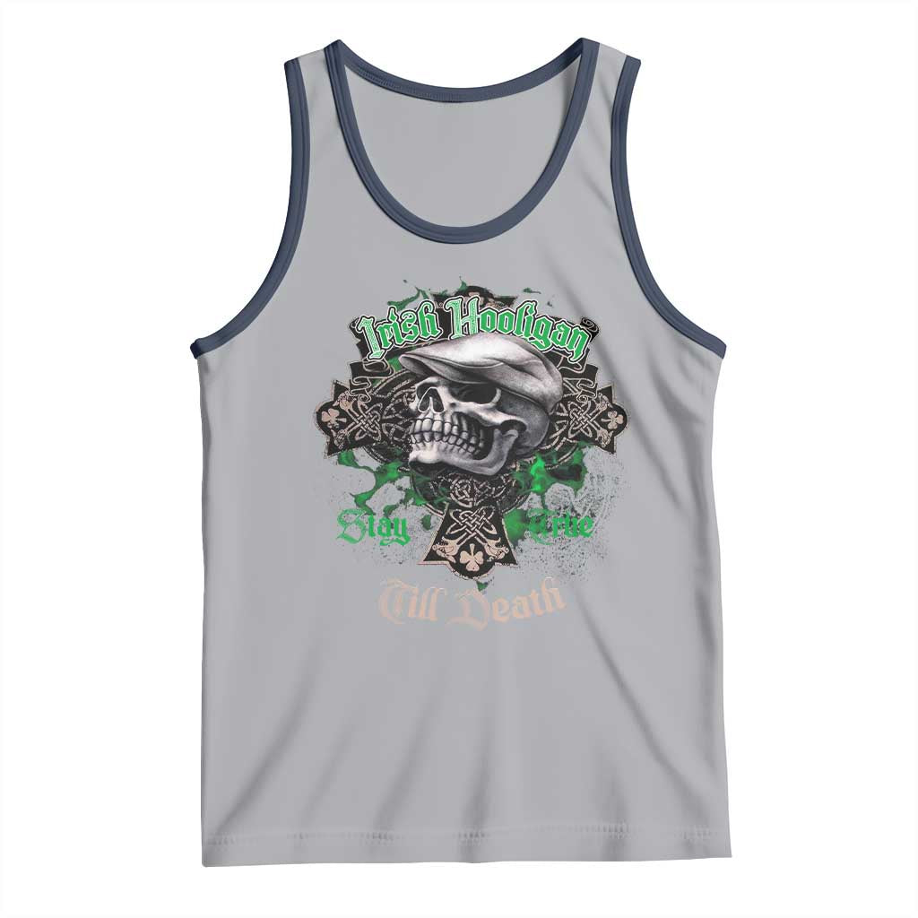 Funny Irish Pride Tank Top Irish Hooligan Stay True Till Death Flat Cap Skull TS11 Athletic Heather Navy Print Your Wear