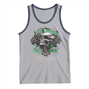 Funny Irish Pride Tank Top Irish Hooligan Stay True Till Death Flat Cap Skull TS11 Athletic Heather Navy Print Your Wear