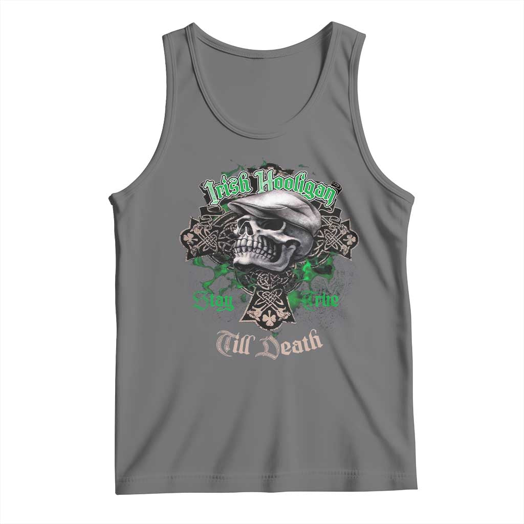 Funny Irish Pride Tank Top Irish Hooligan Stay True Till Death Flat Cap Skull TS11 Black Heather Print Your Wear