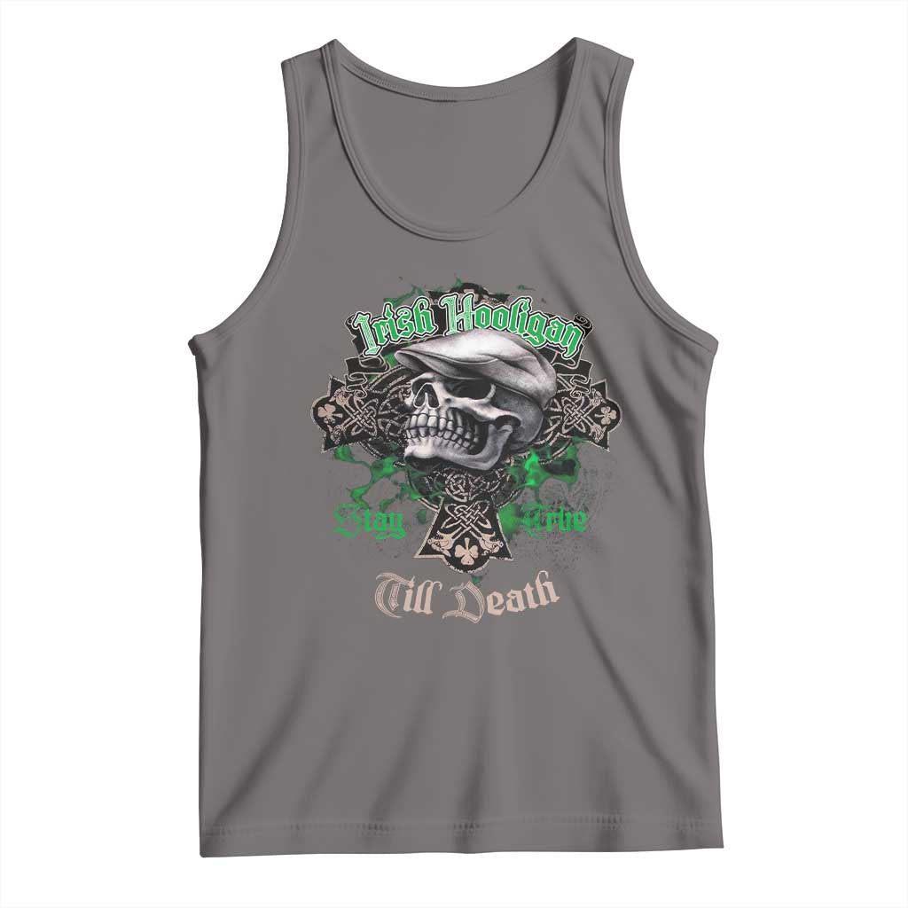 Funny Irish Pride Tank Top Irish Hooligan Stay True Till Death Flat Cap Skull TS11 Deep Heather Print Your Wear