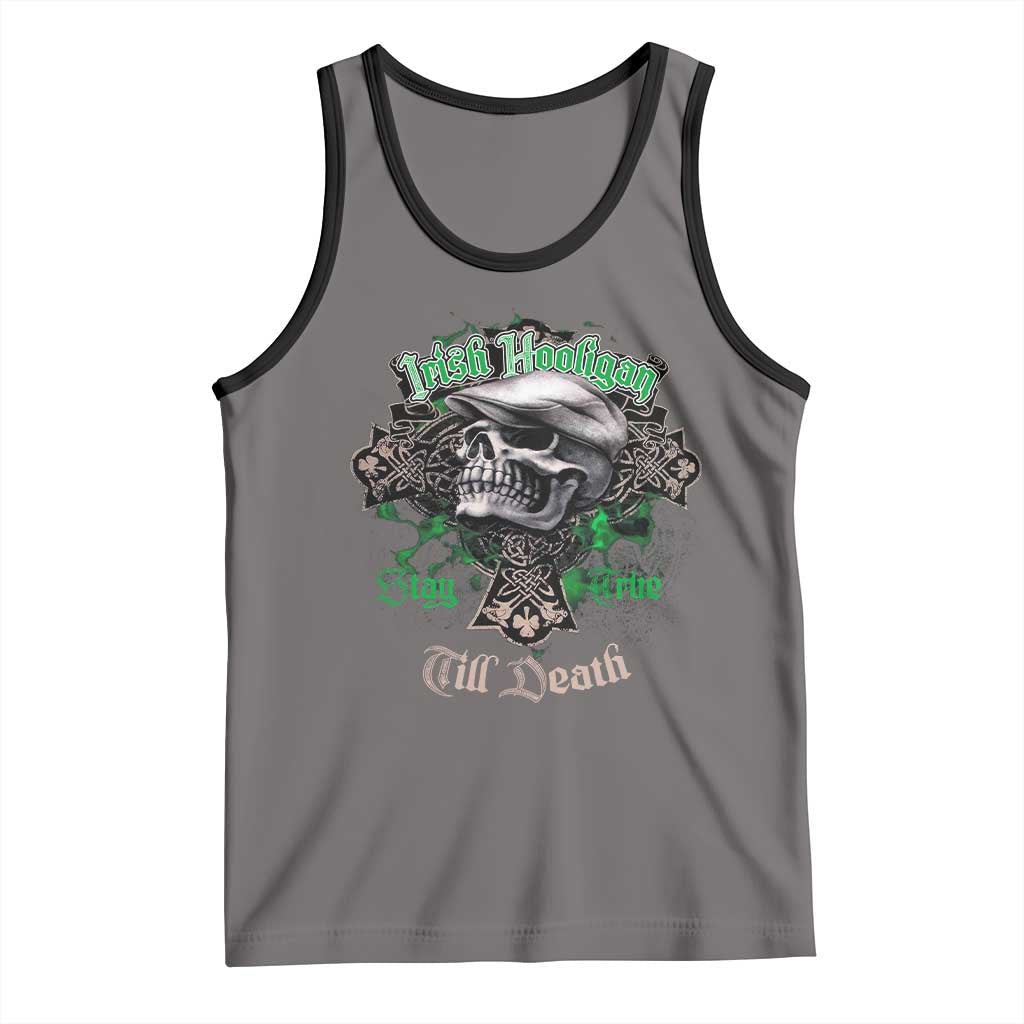 Funny Irish Pride Tank Top Irish Hooligan Stay True Till Death Flat Cap Skull TS11 Deep Heather Black Print Your Wear