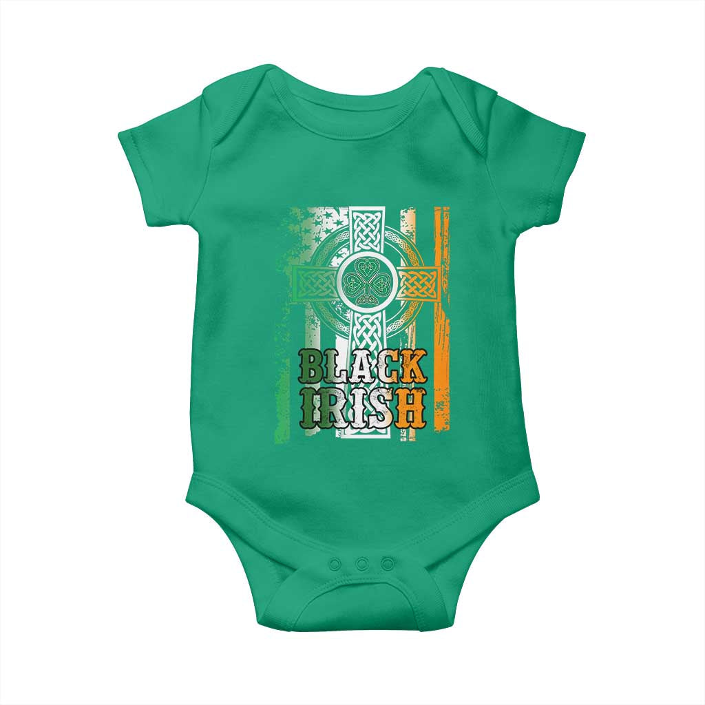 St Patrick's Day Black Irish Baby Onesie Vintage American Flag Celtic Cross TS11 Irish Green Print Your Wear