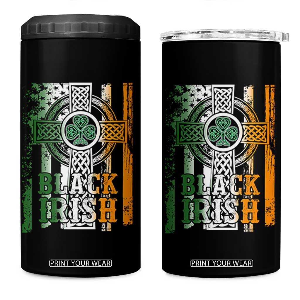 St Patrick's Day Black Irish 4 in 1 Can Cooler Tumbler Vintage American Flag Celtic Cross TS11 One Size: 16 oz Black Print Your Wear