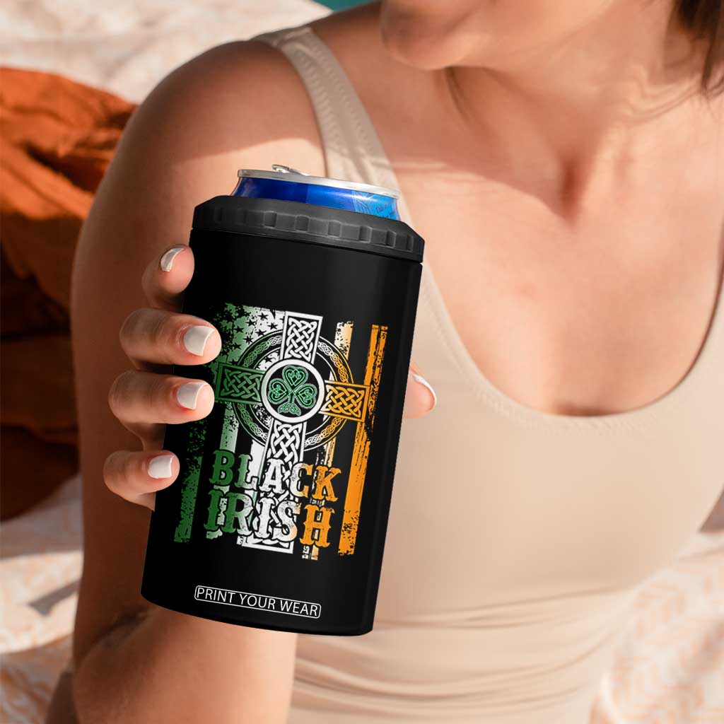 St Patrick's Day Black Irish 4 in 1 Can Cooler Tumbler Vintage American Flag Celtic Cross TS11 Print Your Wear