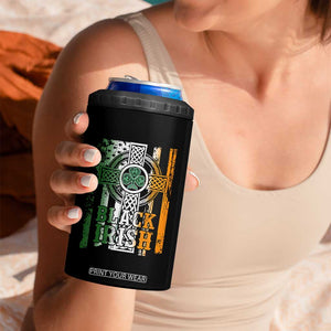 St Patrick's Day Black Irish 4 in 1 Can Cooler Tumbler Vintage American Flag Celtic Cross TS11 Print Your Wear