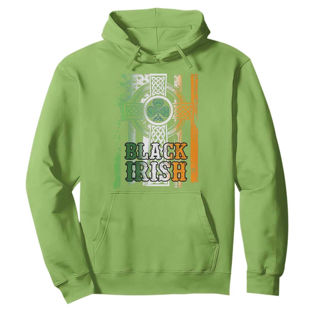 St Patrick's Day Black Irish Hoodie Vintage American Flag Celtic Cross TS11 Lime Print Your Wear