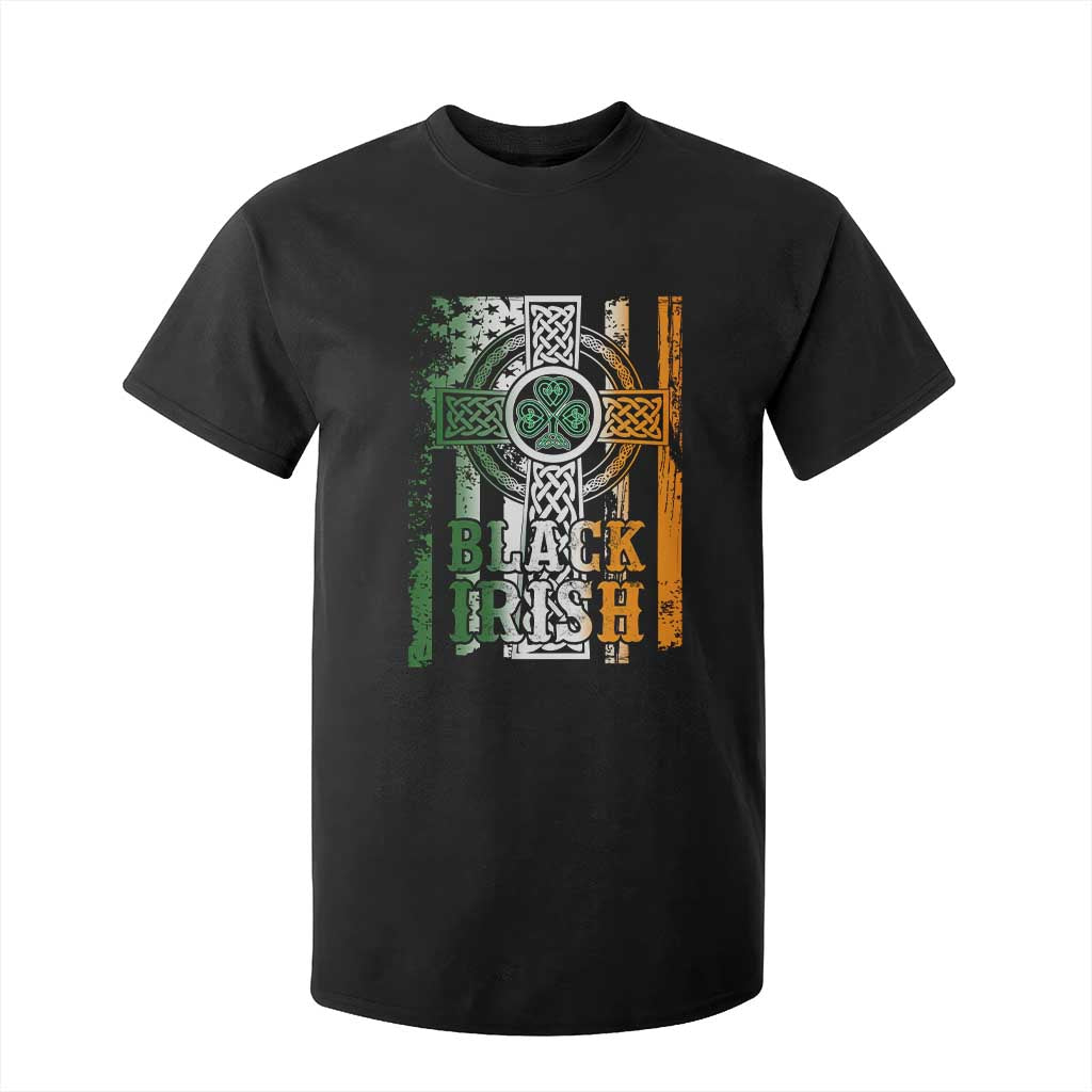 St Patrick's Day Black Irish T Shirt For Kid Vintage American Flag Celtic Cross TS11 Black Print Your Wear