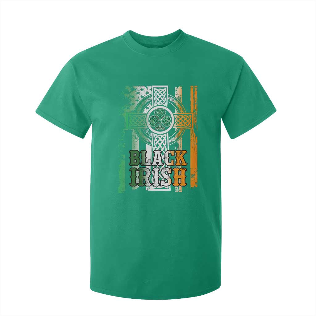 St Patrick's Day Black Irish T Shirt For Kid Vintage American Flag Celtic Cross TS11 Irish Green Print Your Wear