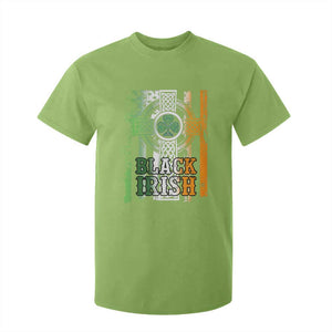 St Patrick's Day Black Irish T Shirt For Kid Vintage American Flag Celtic Cross TS11 Lime Print Your Wear