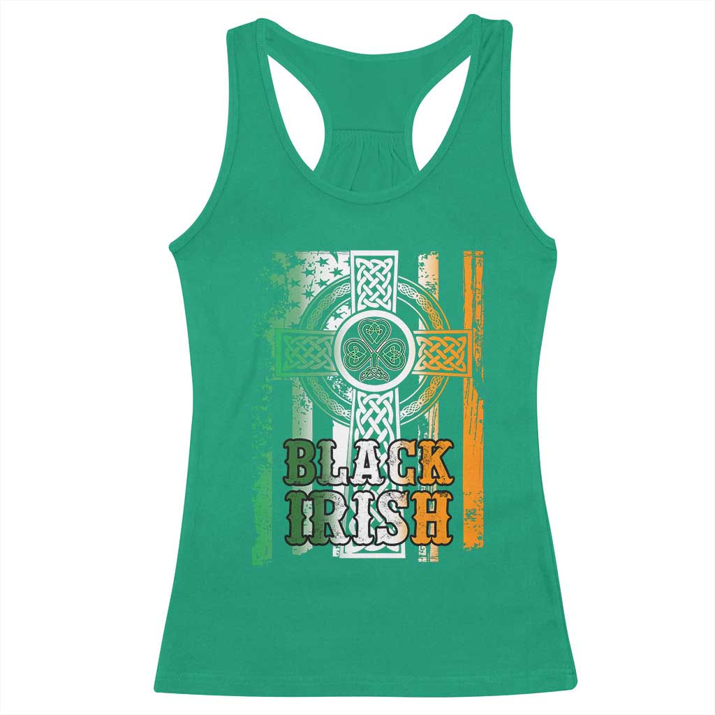 St Patrick's Day Black Irish Racerback Tank Top Vintage American Flag Celtic Cross TS11 Irish Green Print Your Wear