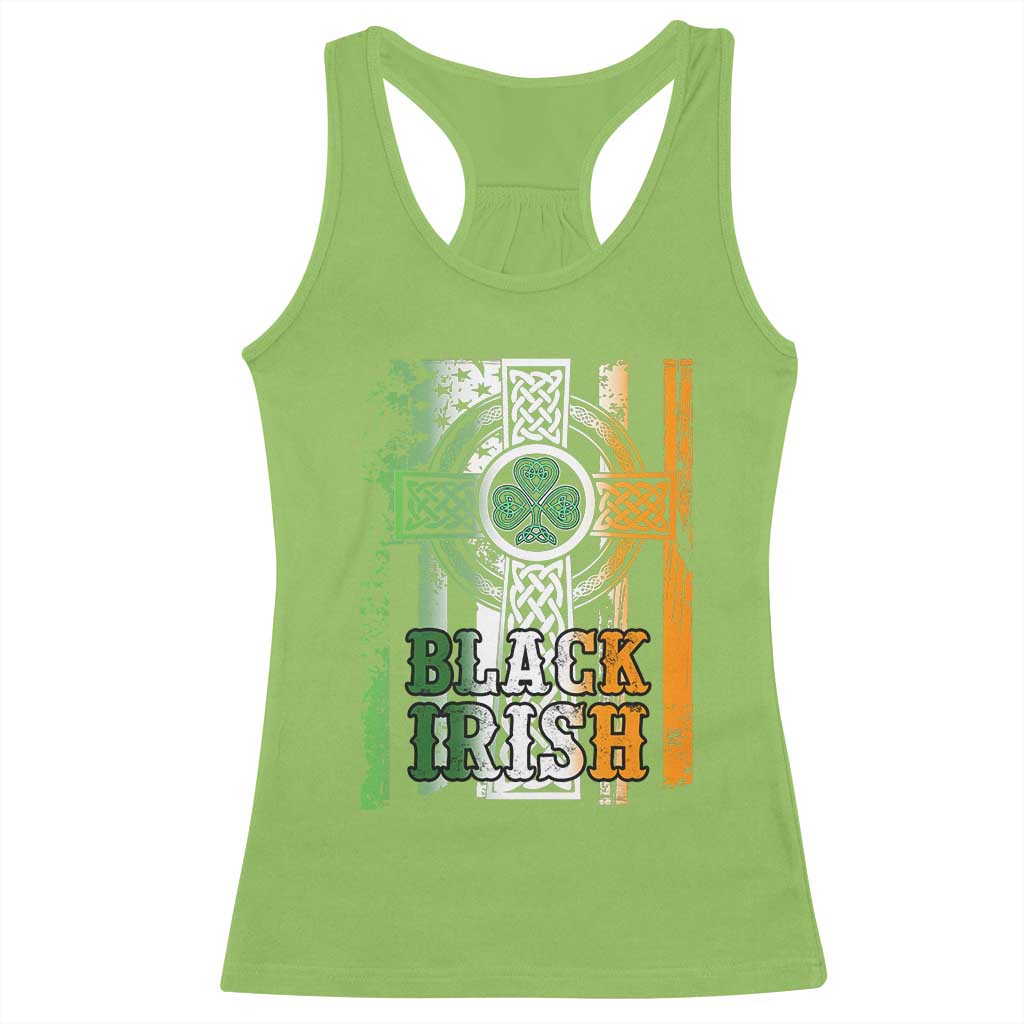 St Patrick's Day Black Irish Racerback Tank Top Vintage American Flag Celtic Cross TS11 Lime Print Your Wear