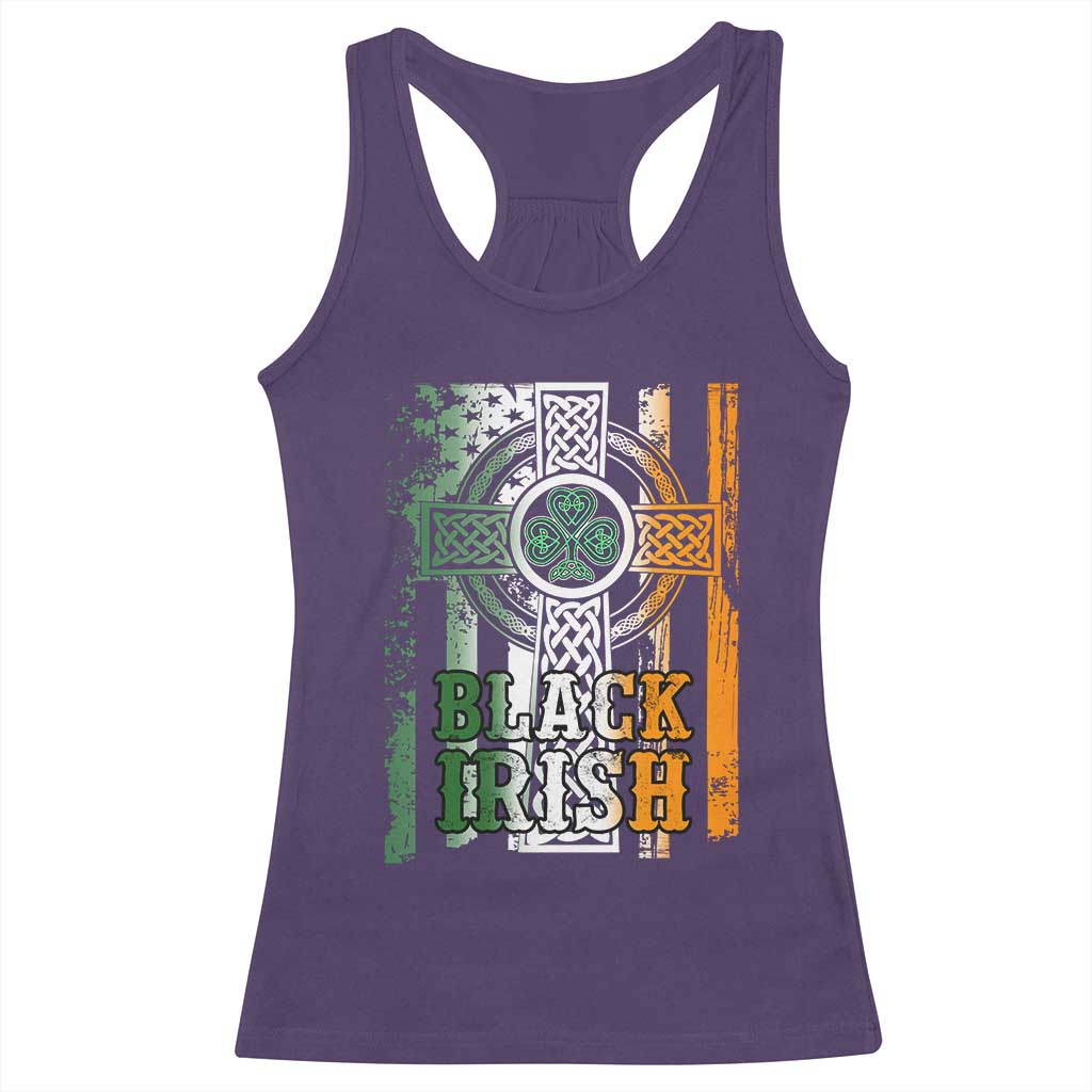 St Patrick's Day Black Irish Racerback Tank Top Vintage American Flag Celtic Cross TS11 Purple Print Your Wear