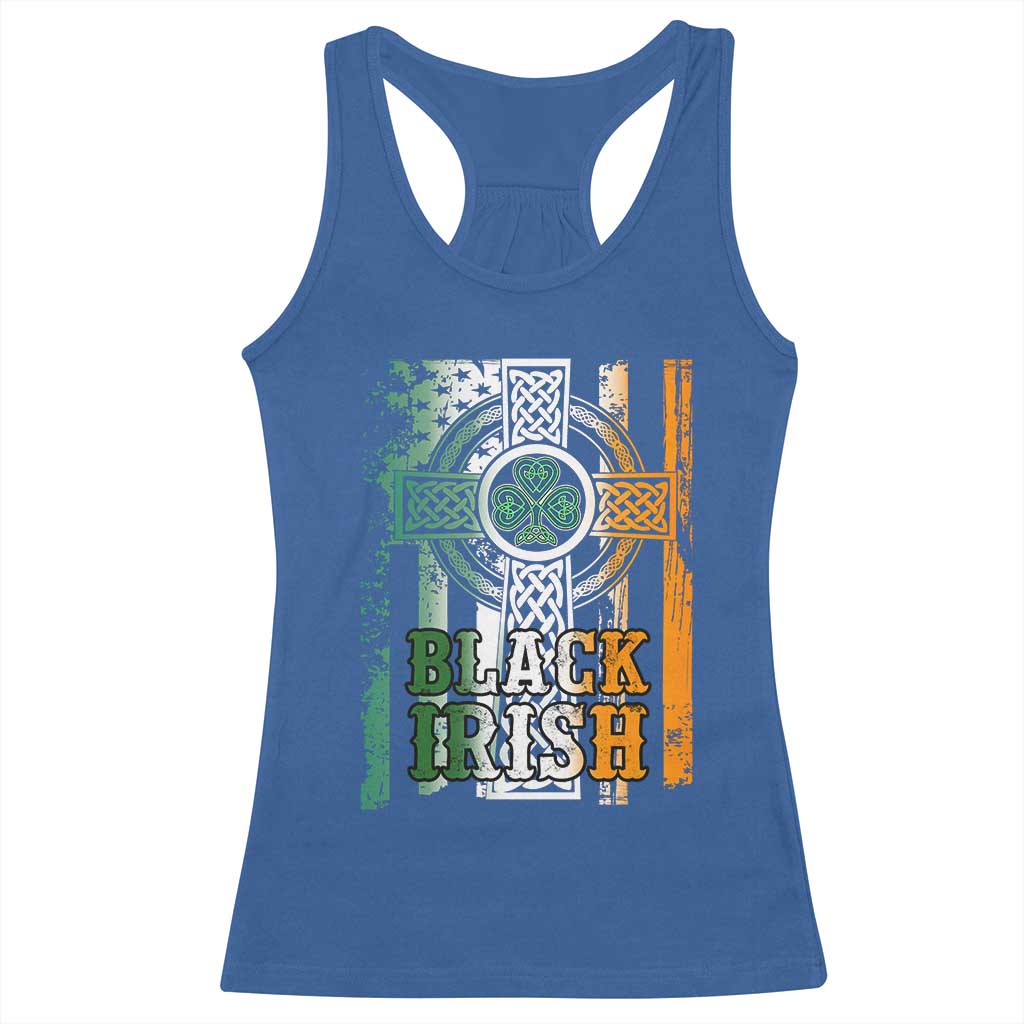 St Patrick's Day Black Irish Racerback Tank Top Vintage American Flag Celtic Cross TS11 Royal Blue Print Your Wear