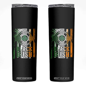 St Patrick's Day Black Irish Skinny Tumbler Vintage American Flag Celtic Cross TS11 Black Print Your Wear