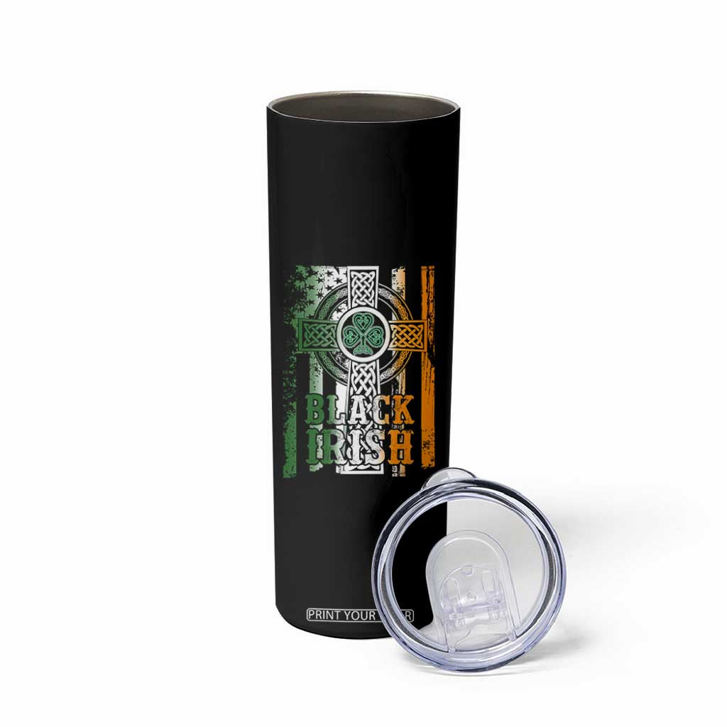 St Patrick's Day Black Irish Skinny Tumbler Vintage American Flag Celtic Cross TS11 Print Your Wear