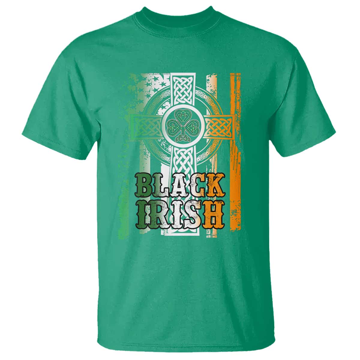 St Patrick's Day Black Irish T Shirt Vintage American Flag Celtic Cross TS11 Irish Green Print Your Wear